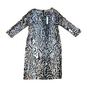 T Tahari Leopard Print Midi Dress 3/4 Sleeve Size Medium NWT ($118)